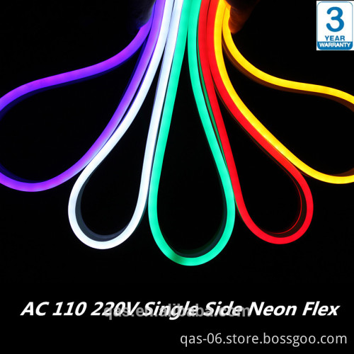 AC110 220V single side tude 6000k white LED neon flex strip with SMD 2835 chips IP65